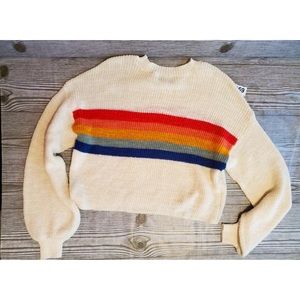 AE Rainbow Cable Knit Crewneck Sweater - Small